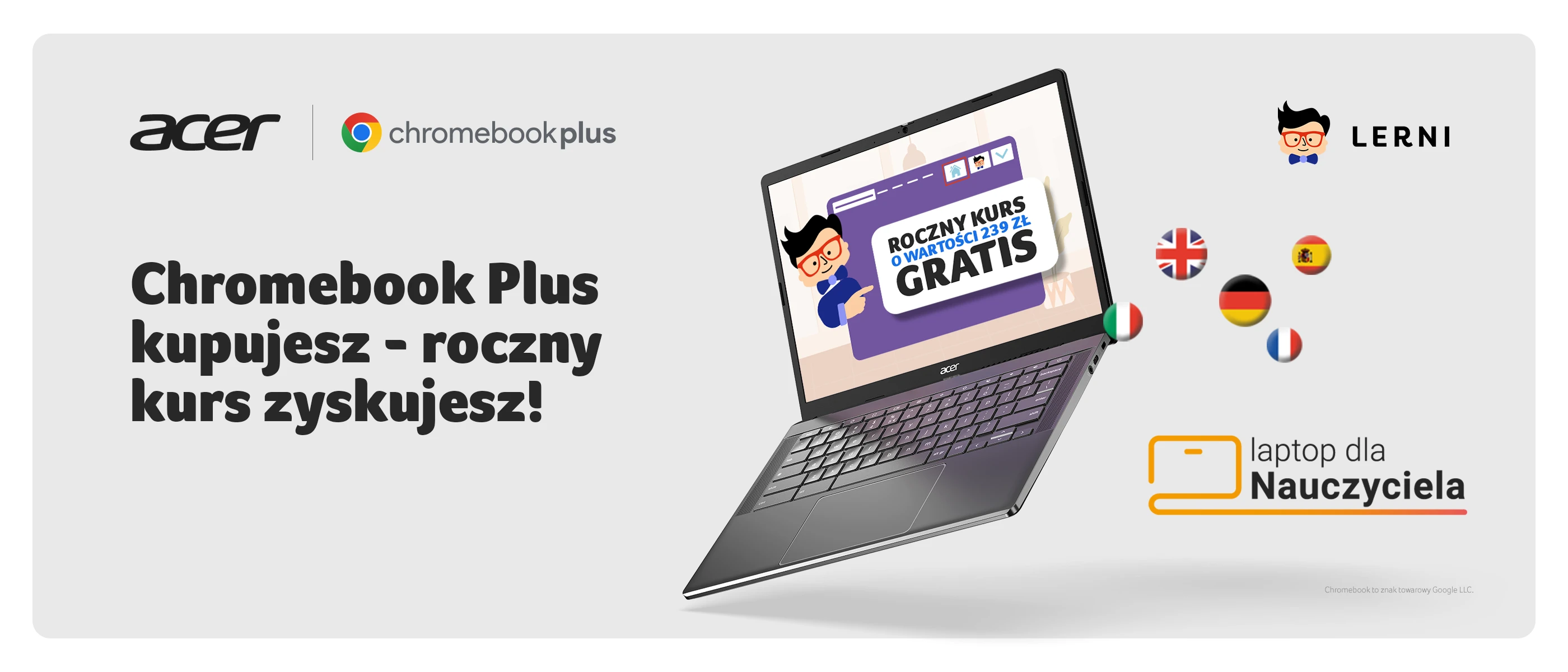 Chromebook Plus kupujesz - roczny kurs zyskujesz!