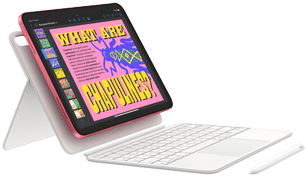 Przedstawione produkty: iPad, Magic Keyboard Folio i Apple Pencil.